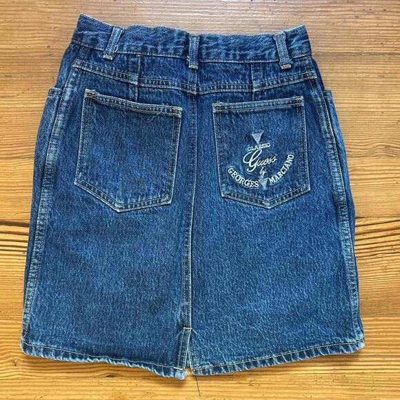 Guess Jeans vintage high waisted dark wash denim youth pencil skirt SIZE 10 - Picture 5 of 7